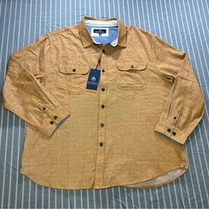 Rainforest Men's Sz XXL Cognac Heavy Flannel Long Sleeve Button Down Shirt